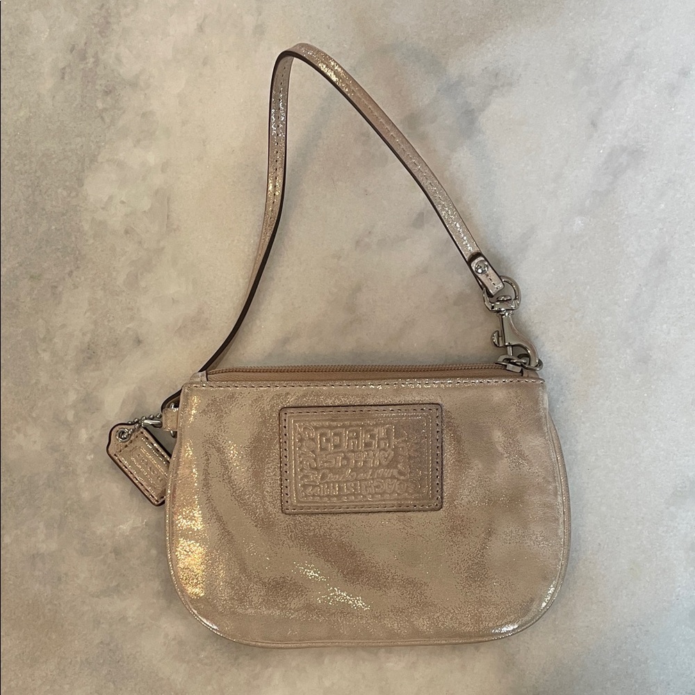 Coach Shimmering Beige Wristlet